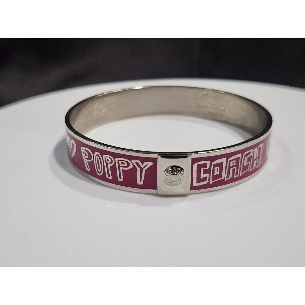 Coach Poppy Pink & Silver Bangle Bracelet Limited Edition